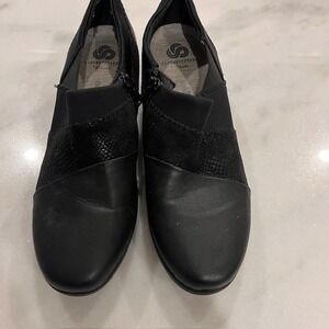 Clarks Cloudsteppers Black Comfort Wedge Heel Ankle Boots Shoes Size 7.5‎ M